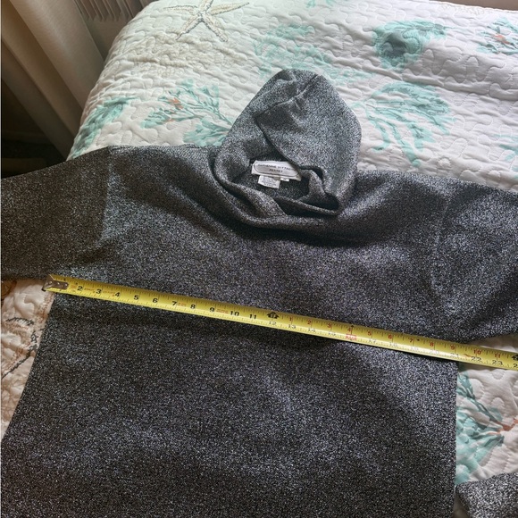 Adrienne Vittadini Petites Matching Metallic Knit Hoodie + Skirt Set - Picture 12 of 14